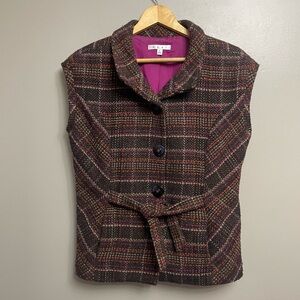 CAbi Plaid Vest with Button Detail